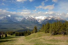 08 Mount Temple, Sheol Mountain, Haddo Peak, Mount Aberdeen, Mount Lefroy, Fairview Mountain, Mount Victoria, Mount Whyte, Mount Niblock, Mount St Piran From Lake Louise In Summer.jpg